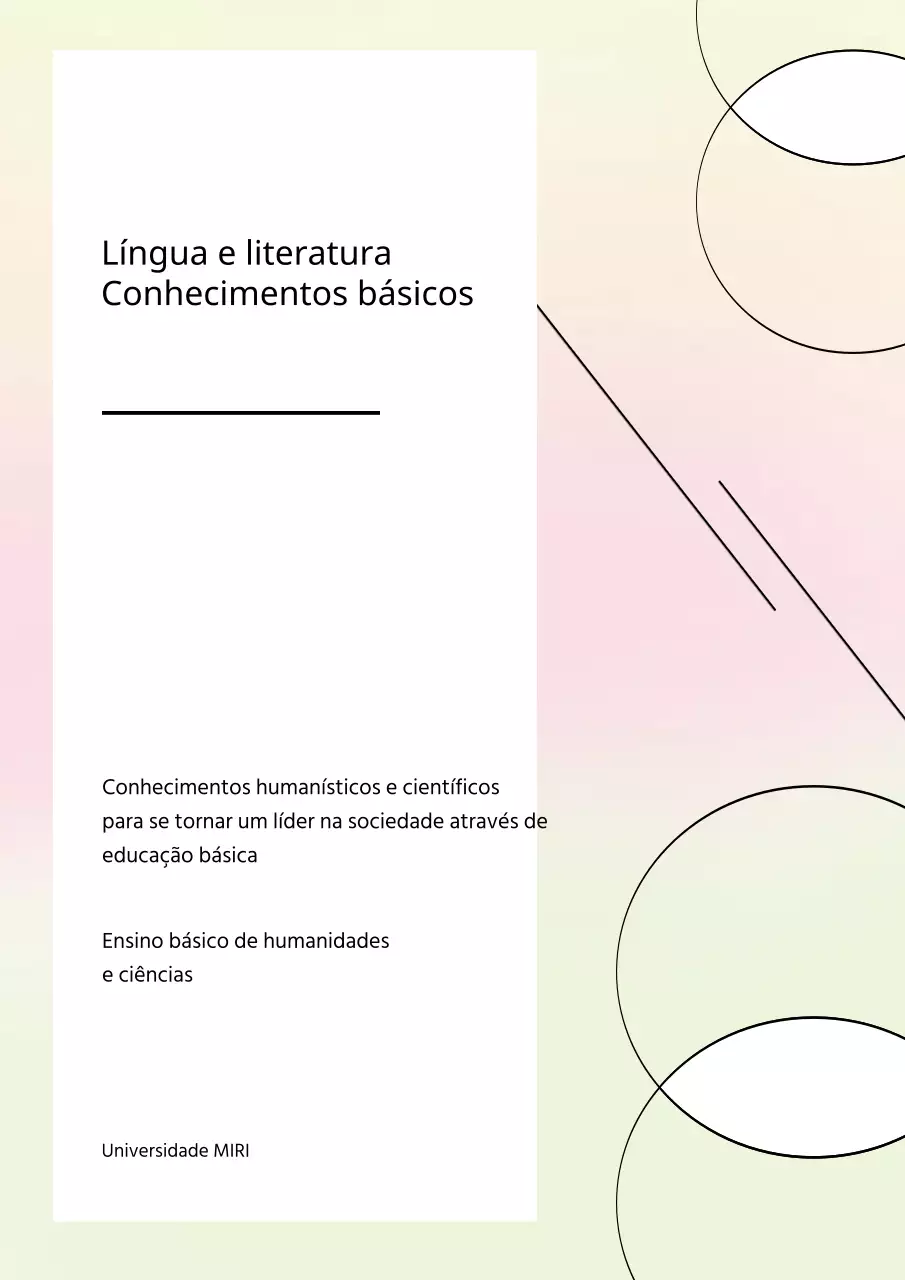 Língua e literatura com formas geométricas em tons pastel de verde claro e rosa claro