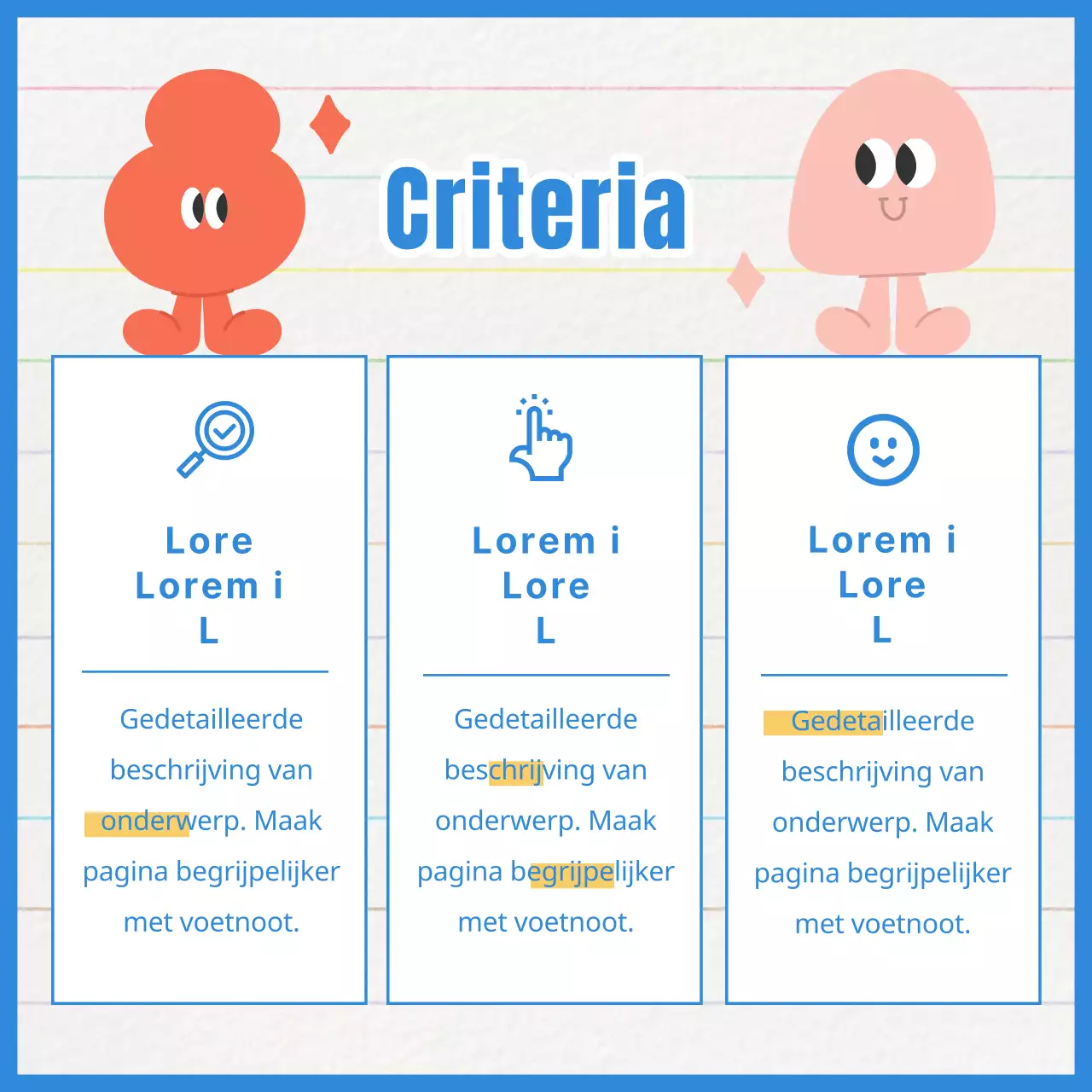 Bevorder een geel en blauw minimalistisch karakter wedstrijd