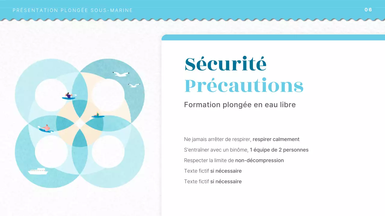 Introduction à la formation à la plongée sous-marine avec un concept d'illustration de l'océan bleu clair