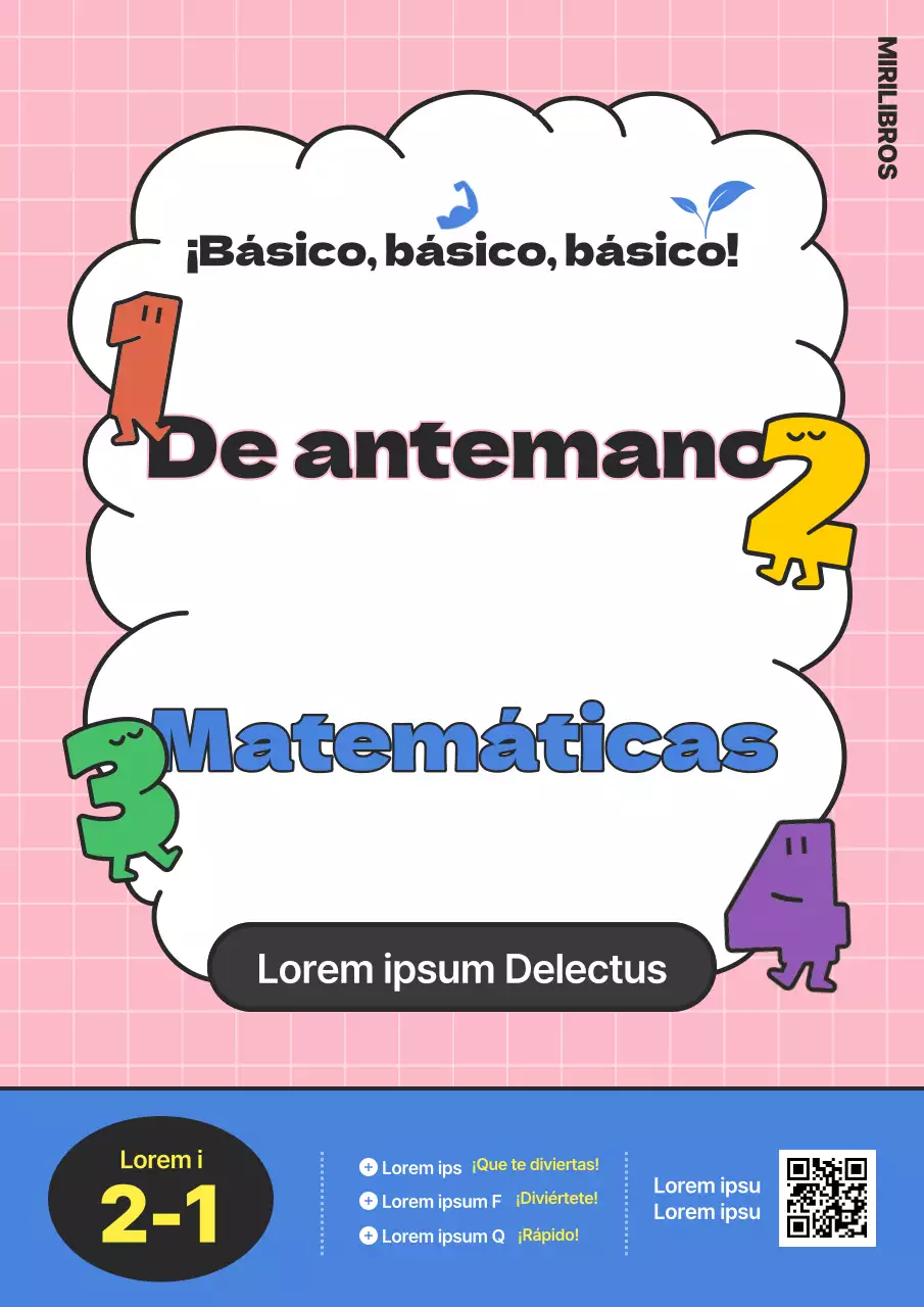 Bonita portada de libro de texto de matemáticas de primaria en rosa y azul