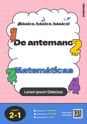 Bonita portada de libro de texto de matemáticas de primaria en rosa y azul