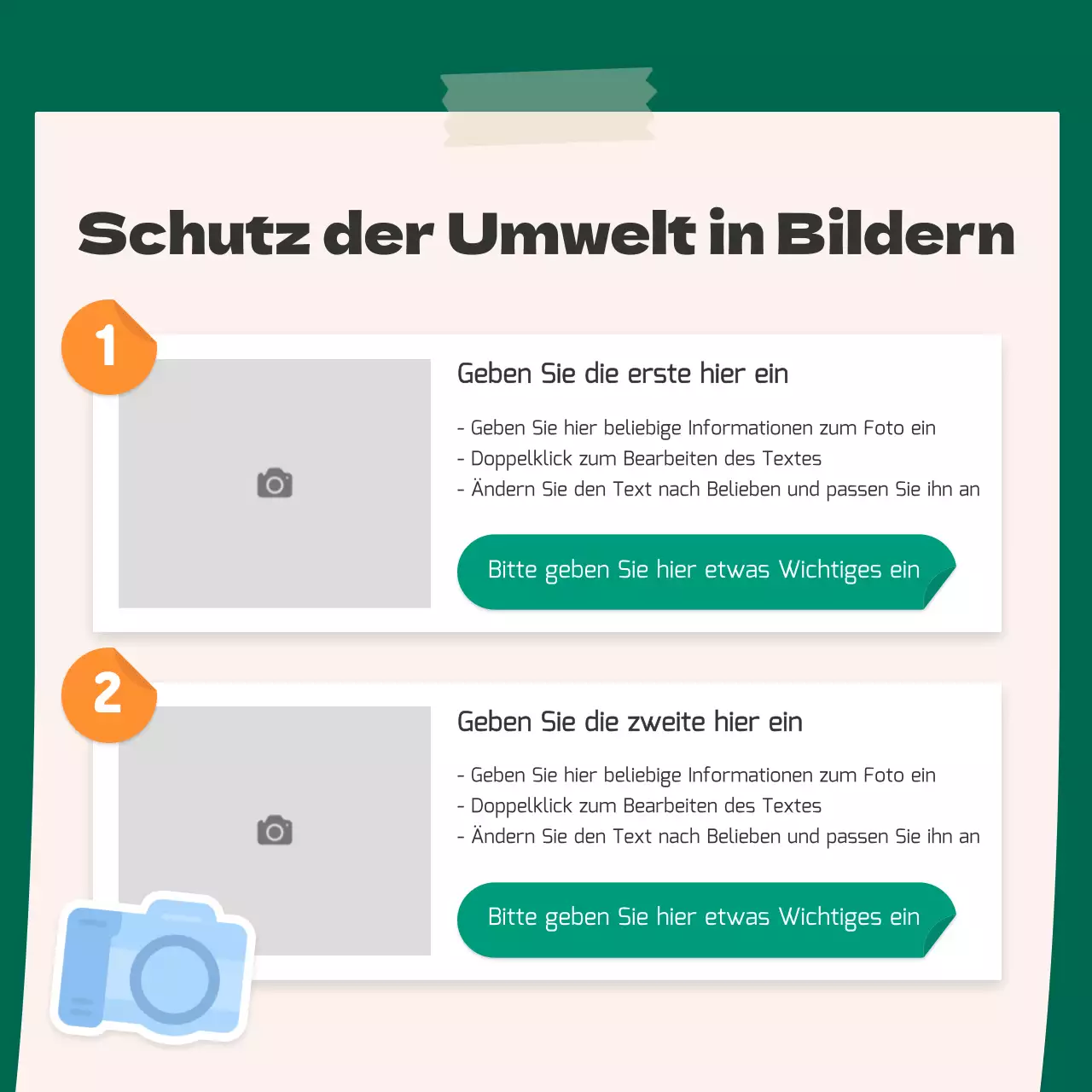 Ein süßes orange-grünes Aufkleberkonzept für die Umwelt CardNews