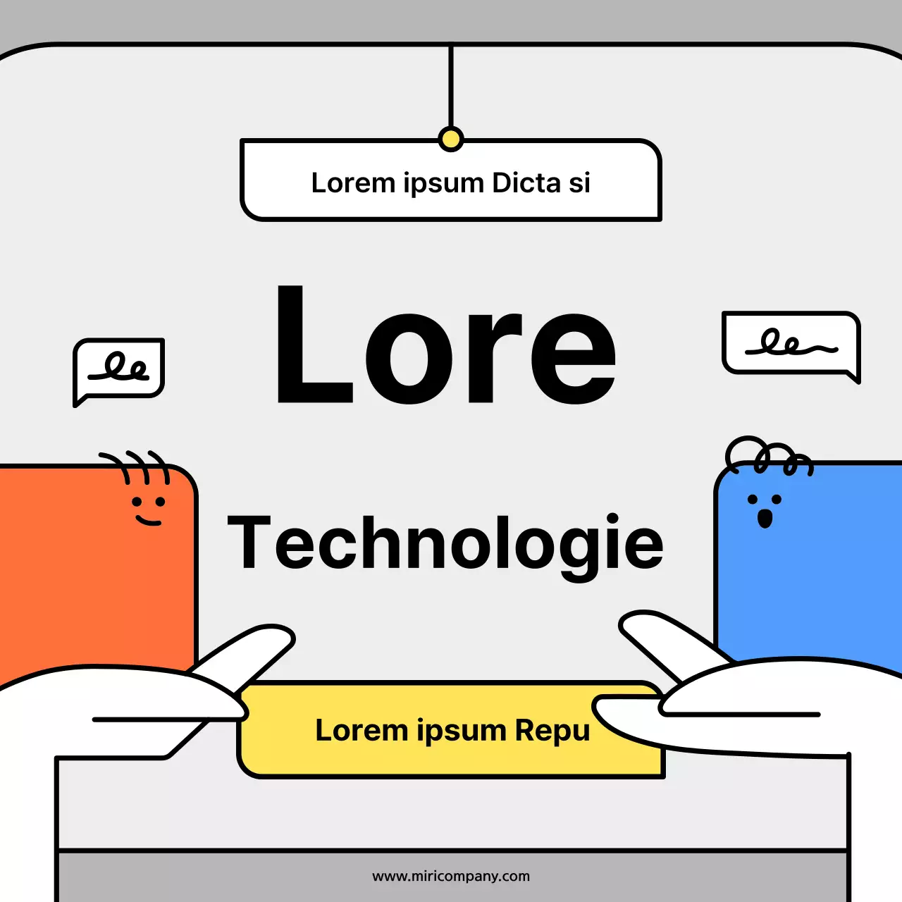 Schattige karaktervormpjes in oranje en blauwe conceptkaartenNews Kit
