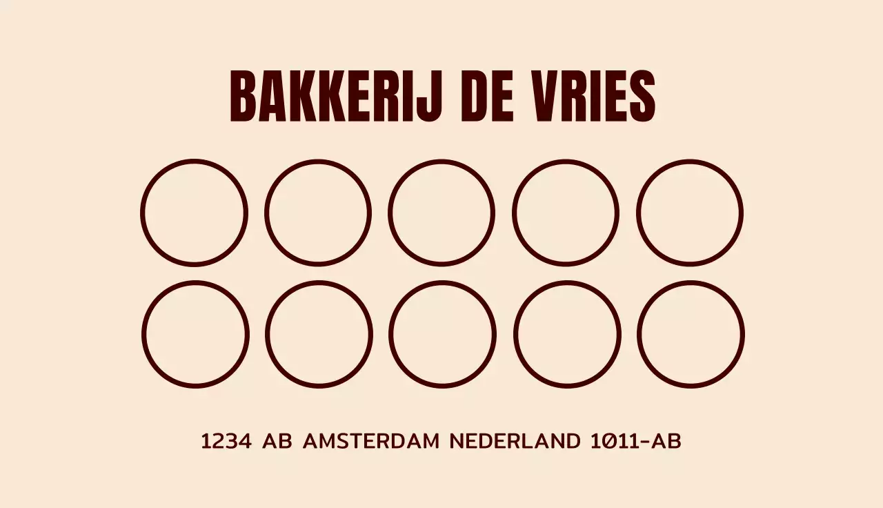 Postzegelcoupon met een logo van een bakkerijbroodillustratie op een beige achtergrond