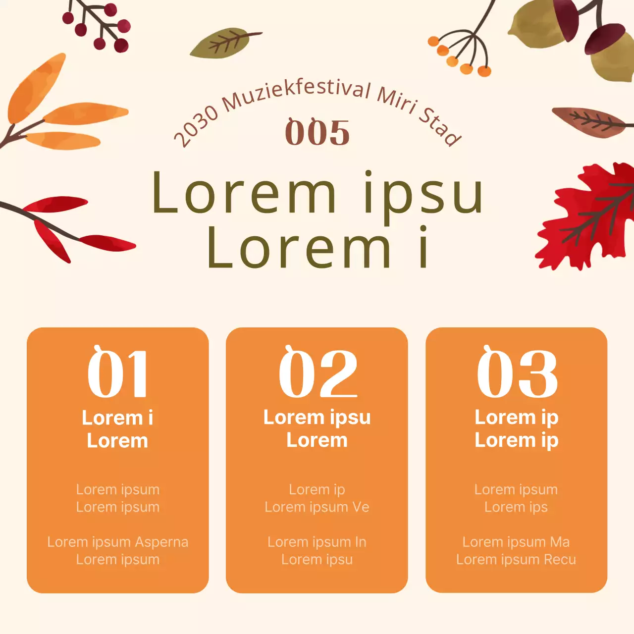 Een beige, herfstige illustratie van een muziekfestival