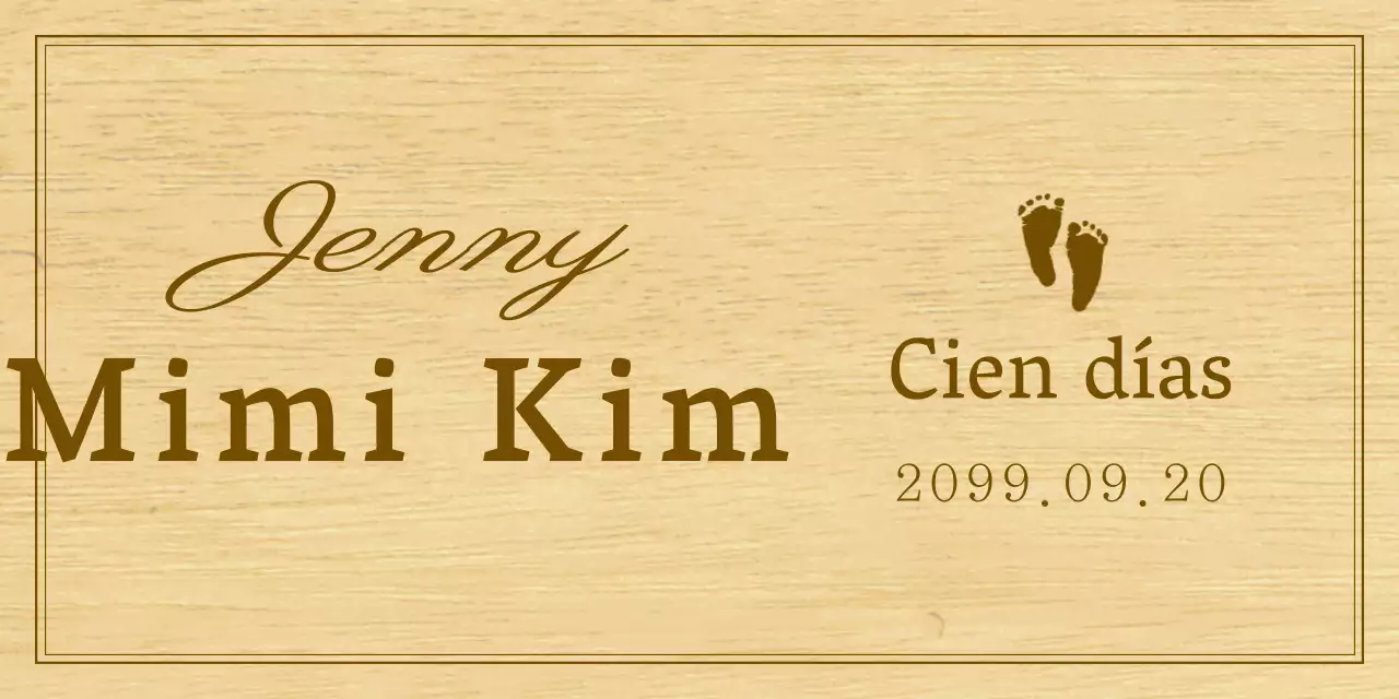 Un sencillo recuerdo en forma de placa de madera con texto e ilustraciones para celebrar el primer cumpleaños de tu bebé.