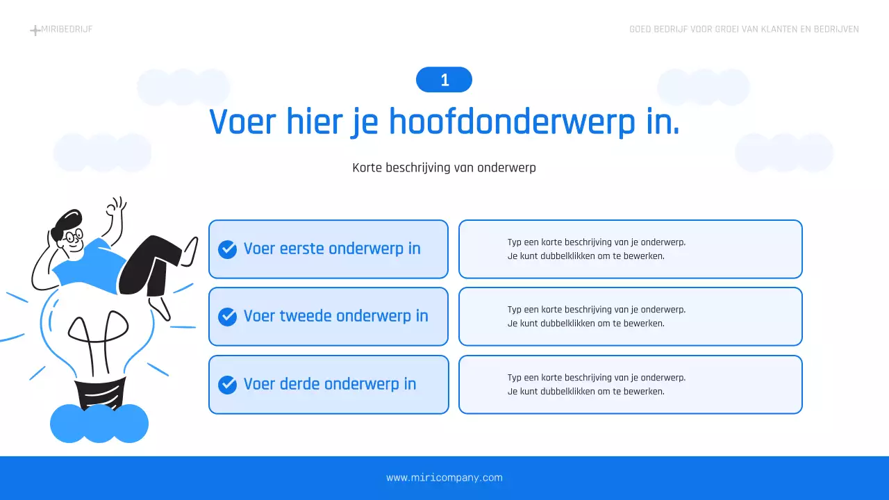 Een eenvoudig bedrijfsplan in lichtblauw en blauw
