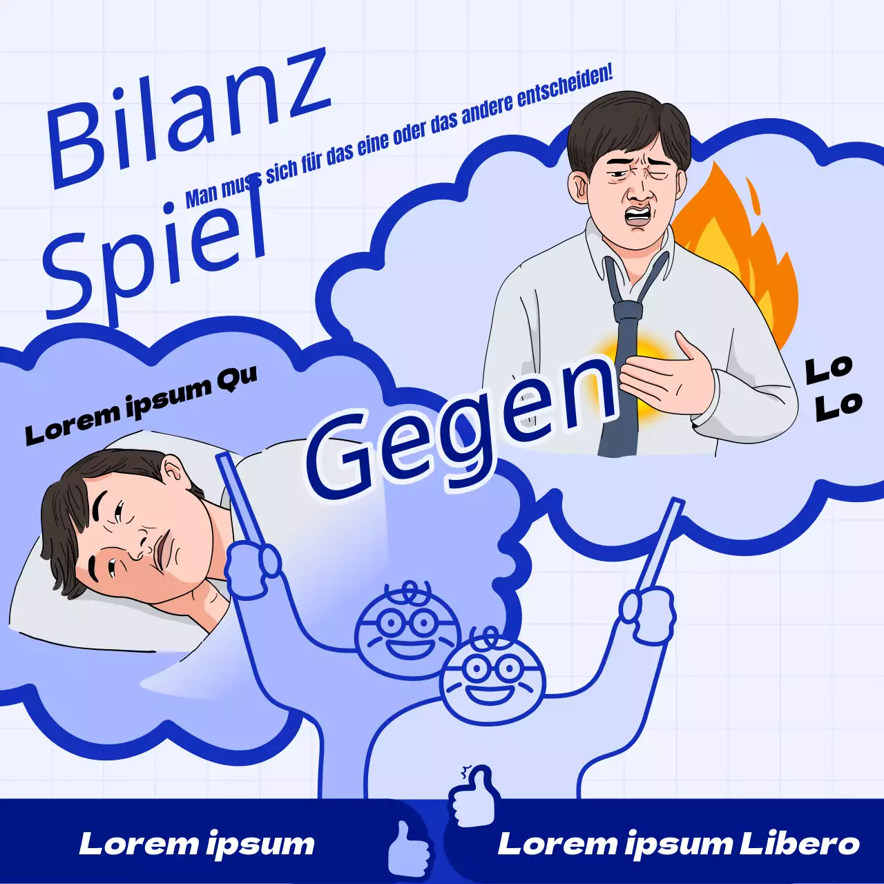 Blaue, kitschige Balance-Spiel-Werbung