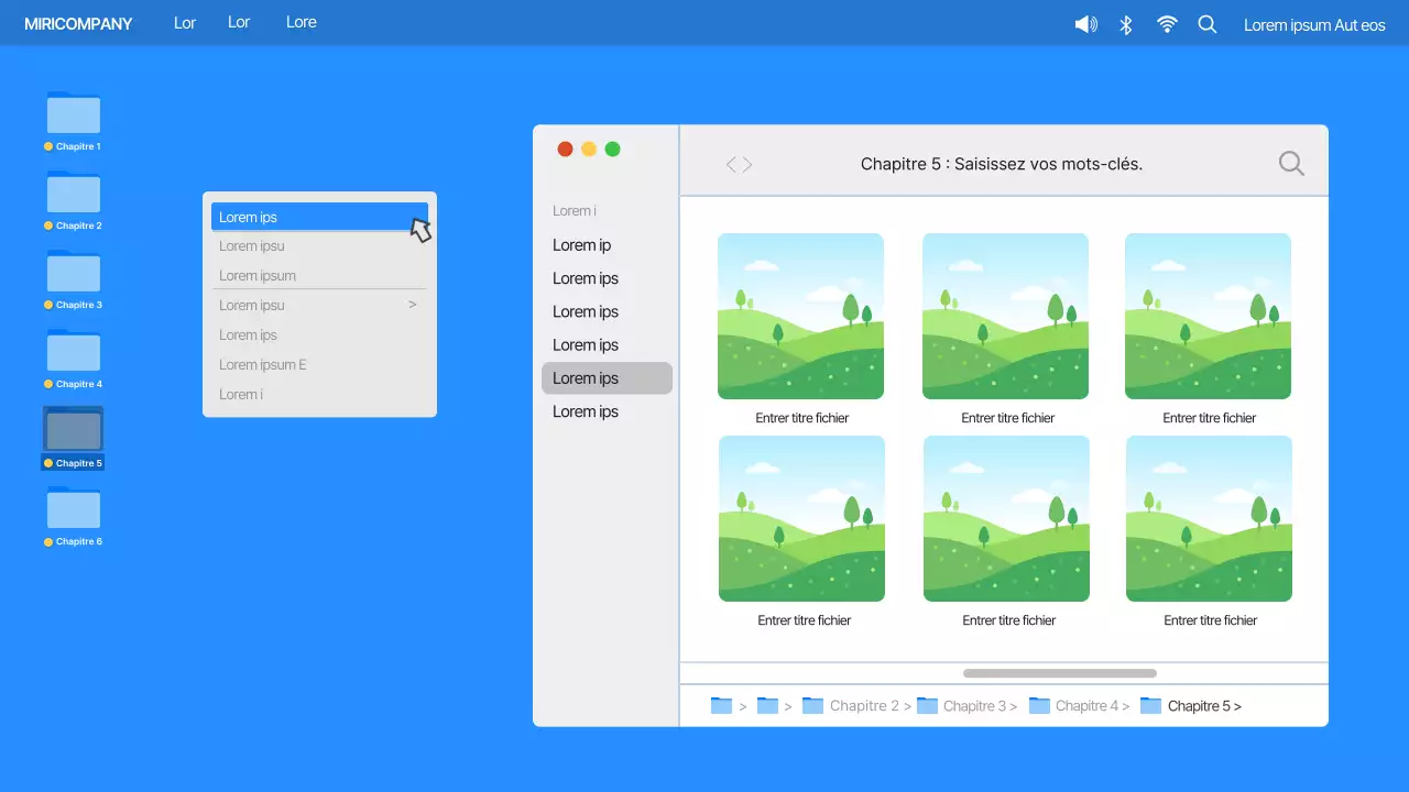 Interface utilisateur d'ordinateur simple en bleu et orange Profil de l'entreprise