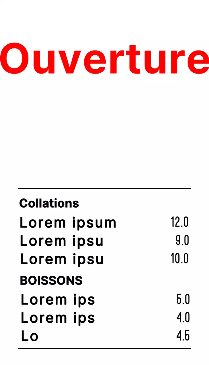 Panneau d'ouverture de menu d'aspect rétro avec texte et illustrations en blanc, noir et rouge pour la devanture d'un pub.