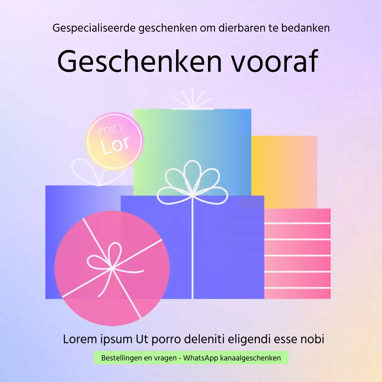 Promoot met een plat geschenk in mauve