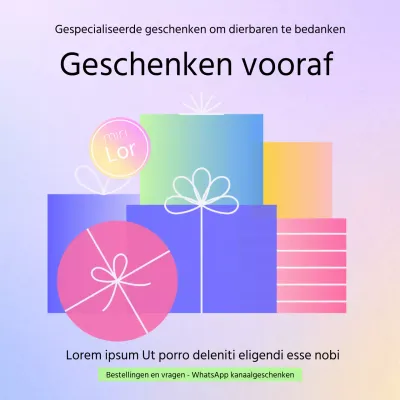 Promoot met een plat geschenk in mauve