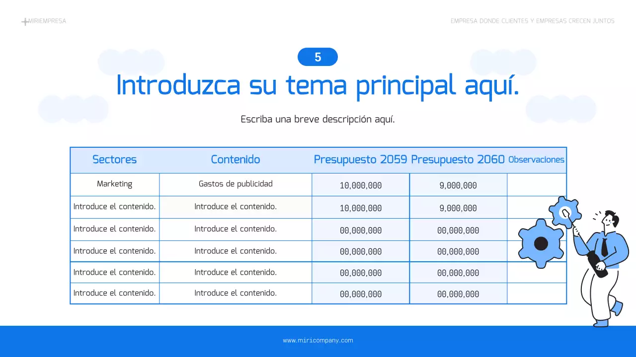 Un sencillo plan de negocios en azul claro y azul