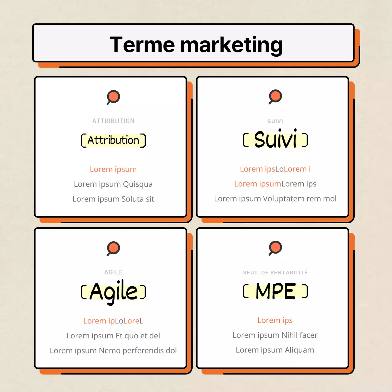 Orange et blanc, moderne et propre, mettant en valeur les informations marketing