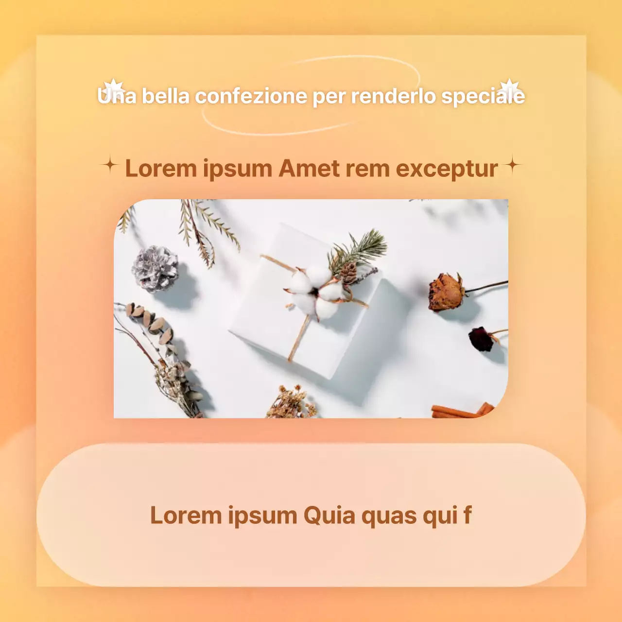 Evento di promozione del regalo emozionale con sfumature arancioni