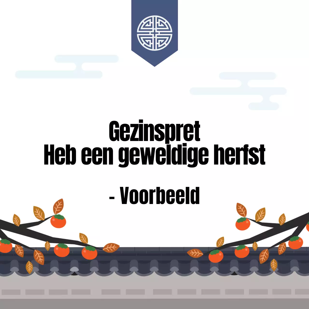 Mid-herfstgroeten met blauwgetinte traditionele vlaggen en kaki bomen