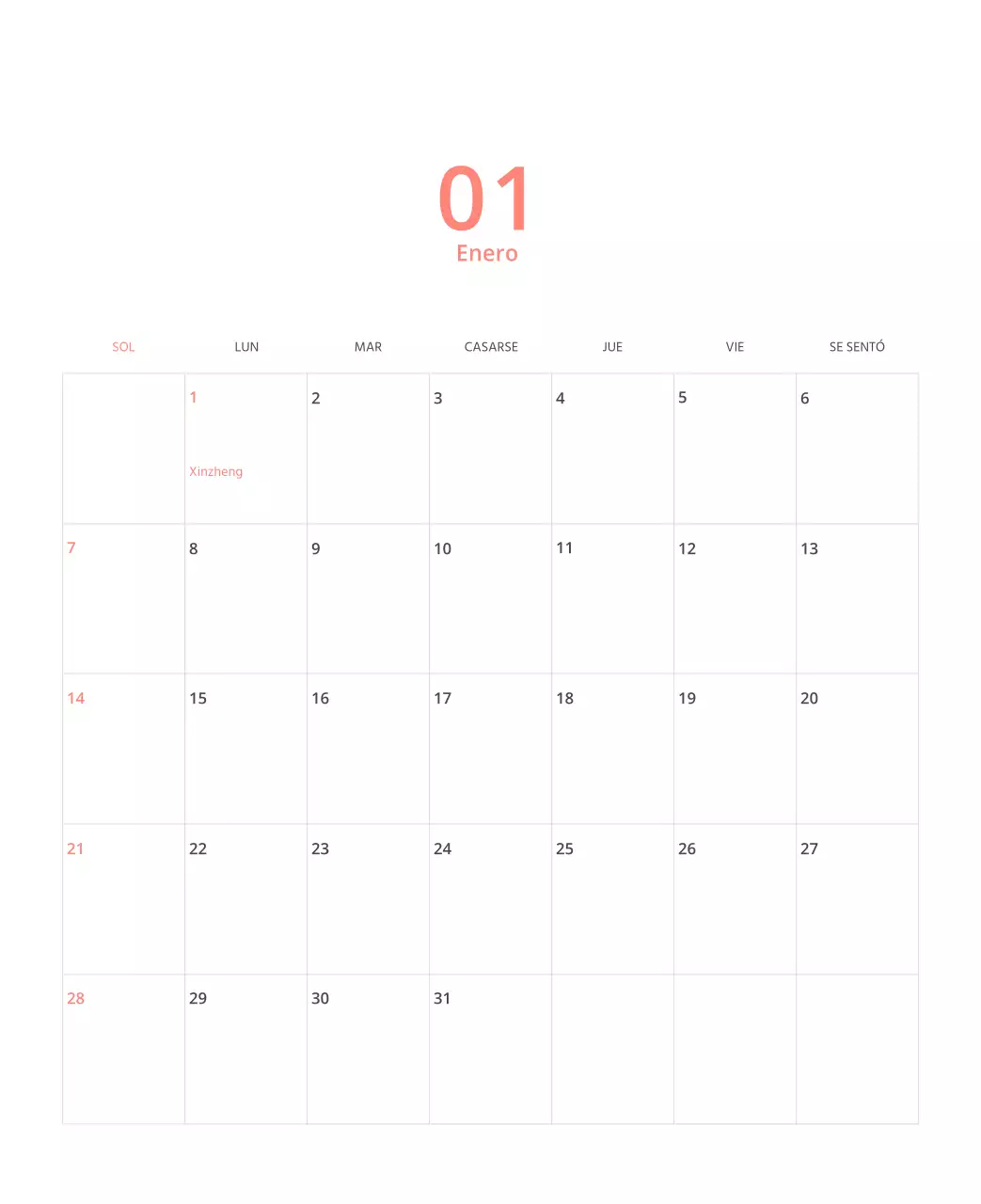 Calendario ilustrado multicolor