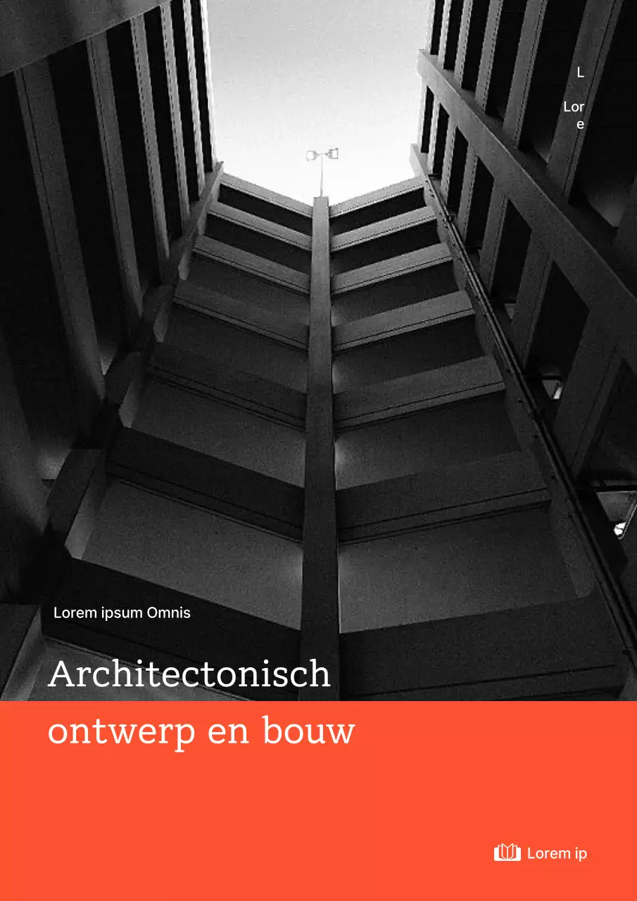 Architectonisch ontwerp boekomslag met veelkleurige accenten op een gebouw foto