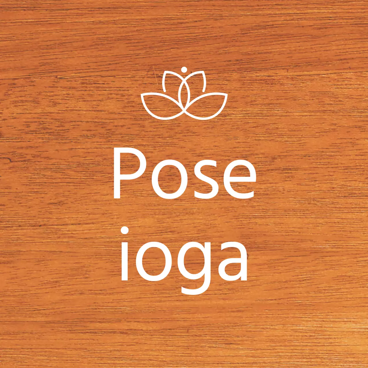 Uma placa de madeira simples com texto sobre a escola de ioga e uma ilustração do logótipo.