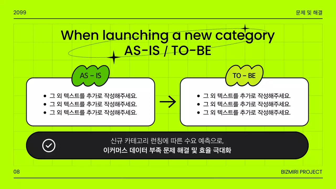 초록색과 형광색의 사이버펑크한 시장조사 기획서
