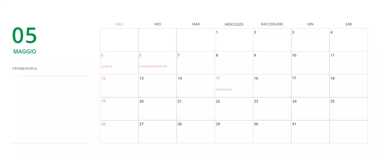 Simpatico calendario da tavolo illustrato verde a tema famiglia