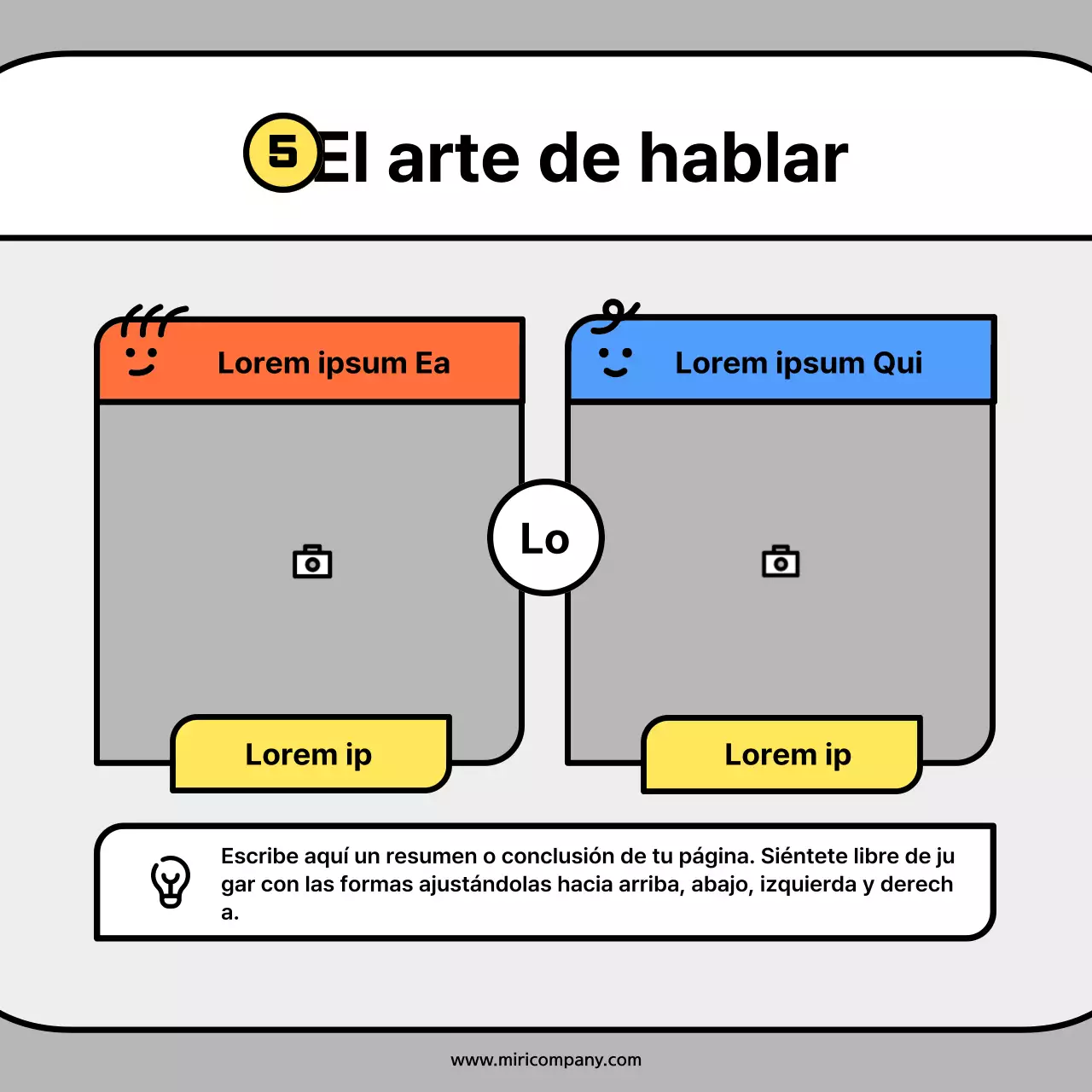 Simpáticas formas de personajes en tarjetas conceptuales naranjas y azulesNoticias Kit