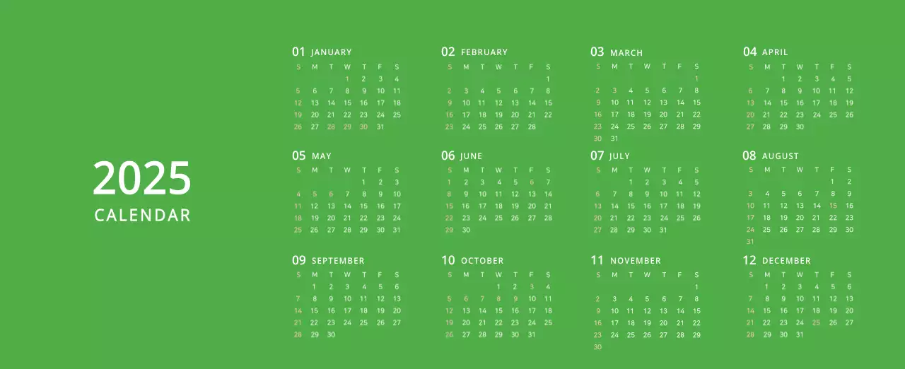 Cute illustration green family themed desk calendar