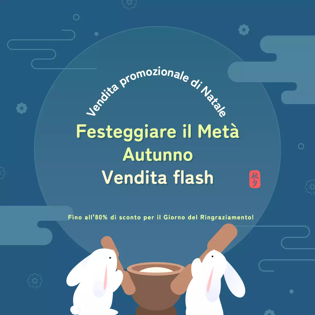 Annuncio Chuseok con motivo tradizionale e accenti chartreuse