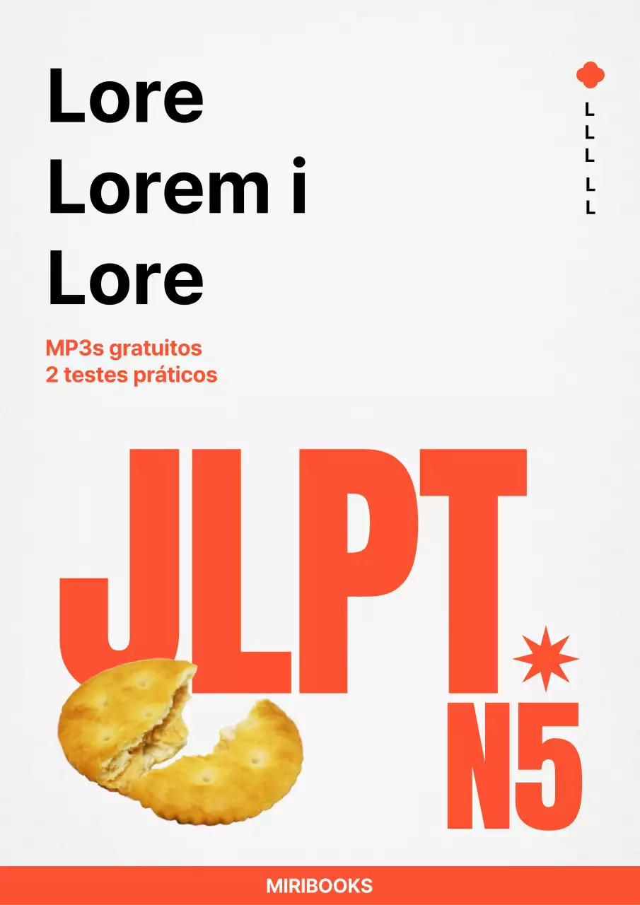 Capa do caderno de perguntas JLPT cinzenta e laranja na moda
