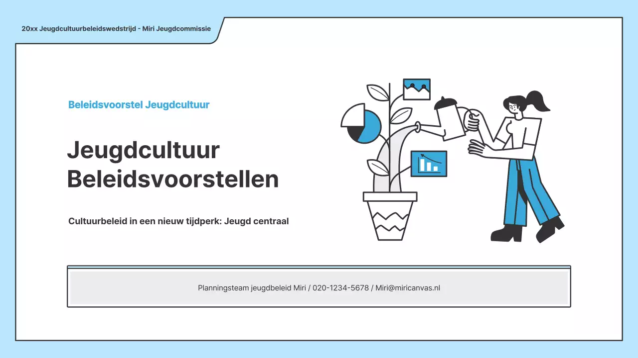 Een beleidsvoorstel met een strakke illustratie in lichtblauw en een indexpuntvorm.