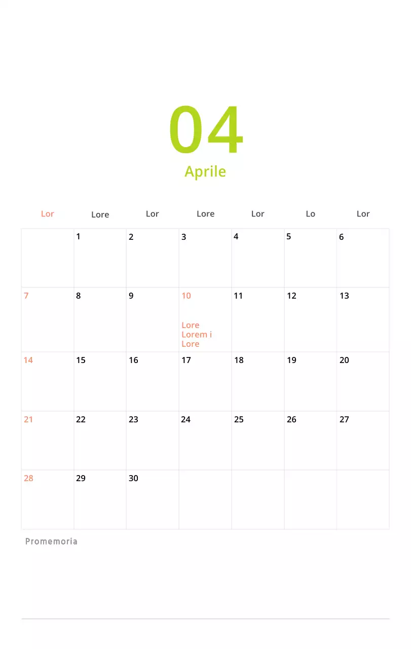 Simpatico calendario da tavolo illustrato verde a tema famiglia