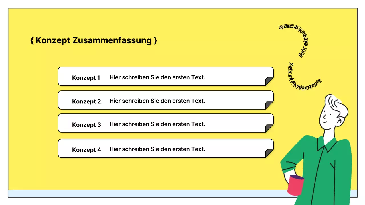 Konzeptvorschläge illustriert durch niedliche Elo-Pastellfiguren