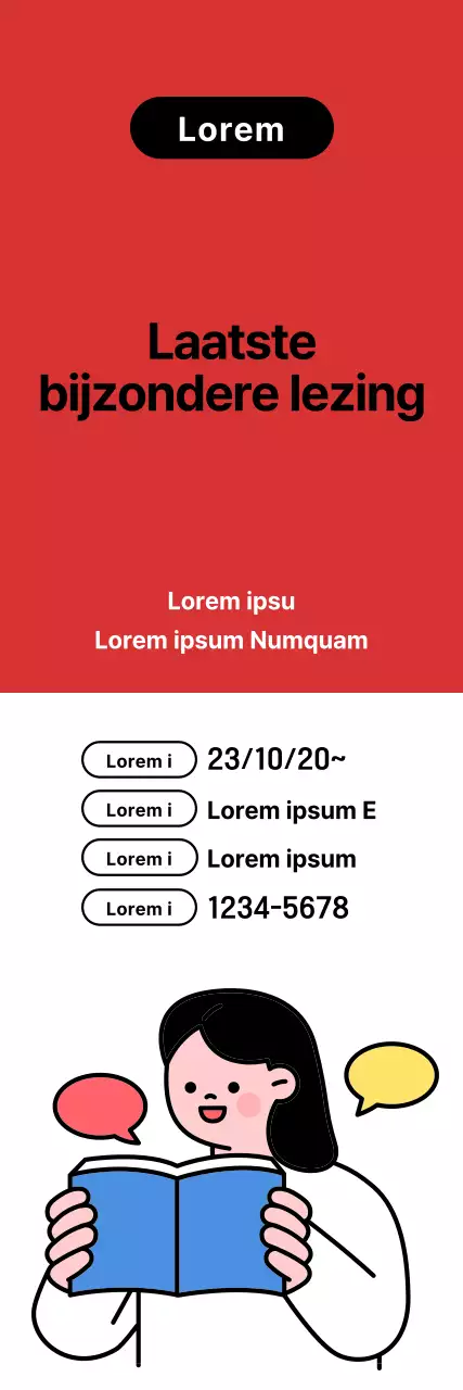 Maak reclame voor eindexamenspecials met contrasterende rode en witte highlights