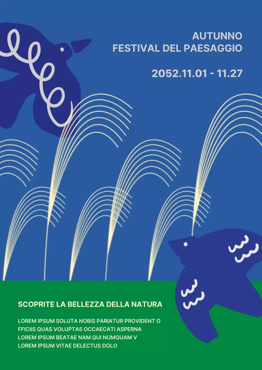 Promuovere un festival autunnale retrò in blu e verde