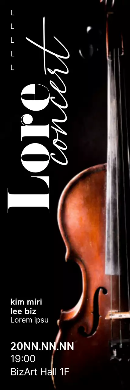 Affiche promotionnelle pour un concert avec une image de violoncelle sur fond noir