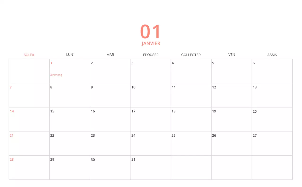 Calendrier de bureau illustré vert sur le thème de la famille
