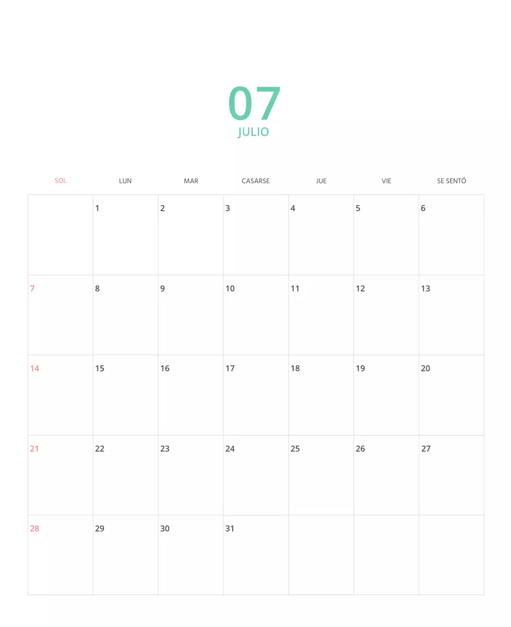 Calendario ilustrado multicolor
