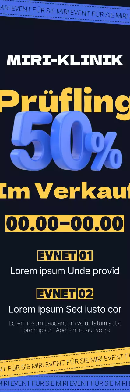 Dermatologie-Rabattangebot für SATs-Teilnehmer, mit einem Schriftlayout, das die Botschaft unterstreicht, 3D-Zahlengrafiken und Farbkontrast