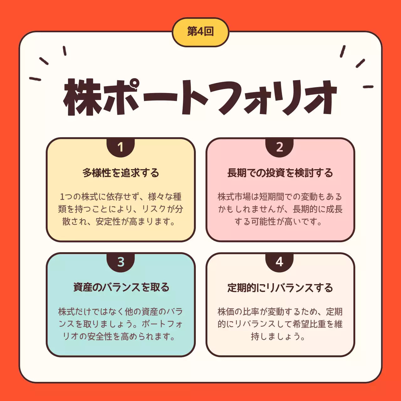 オレンジ かわいい 株式講座 ポスター Instagram カルーセル