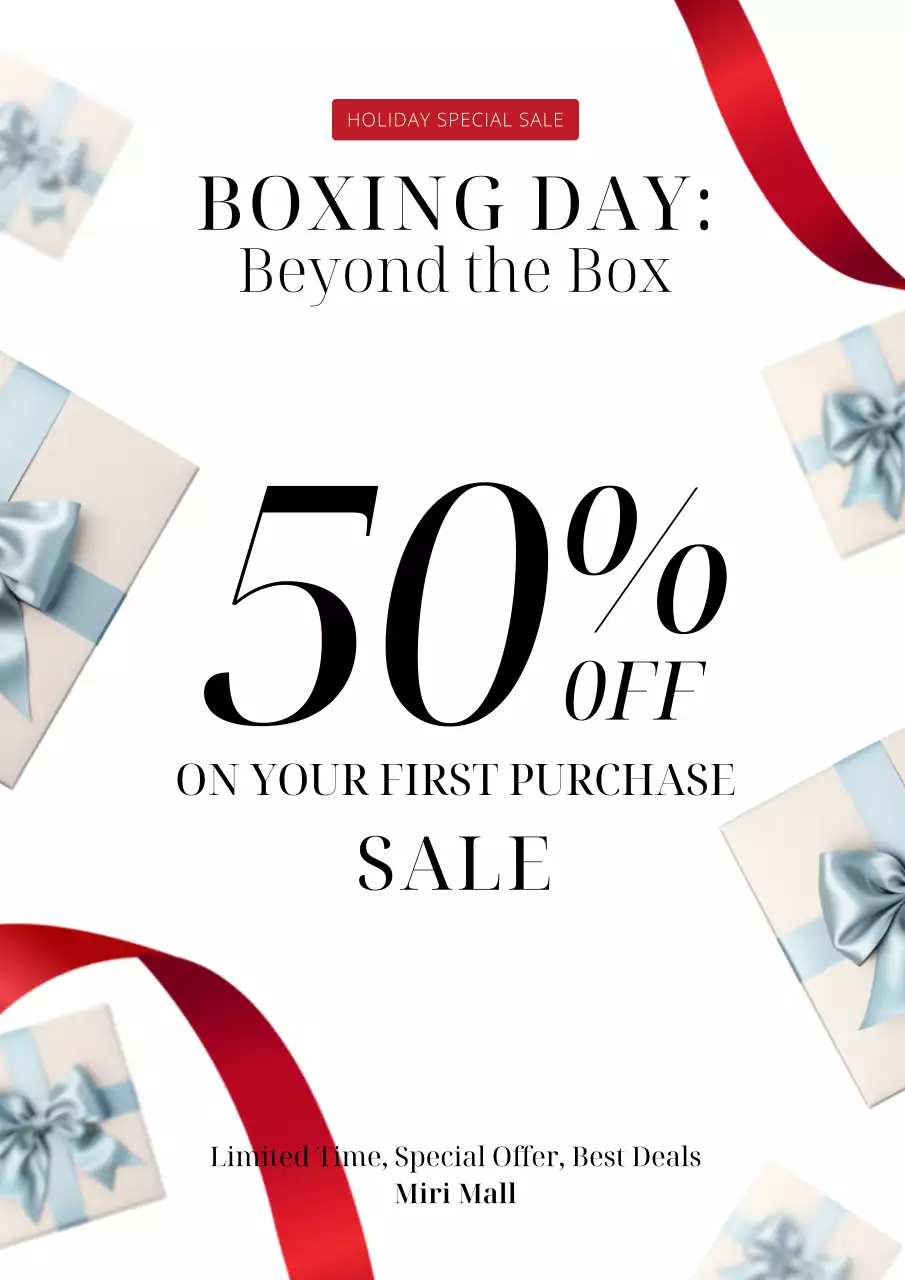 White and Red Classic Boxing Day advertisement