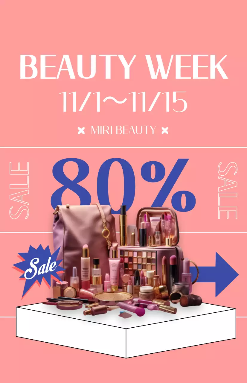 ピンク色の背景の化粧品割引プロモーションフラグ