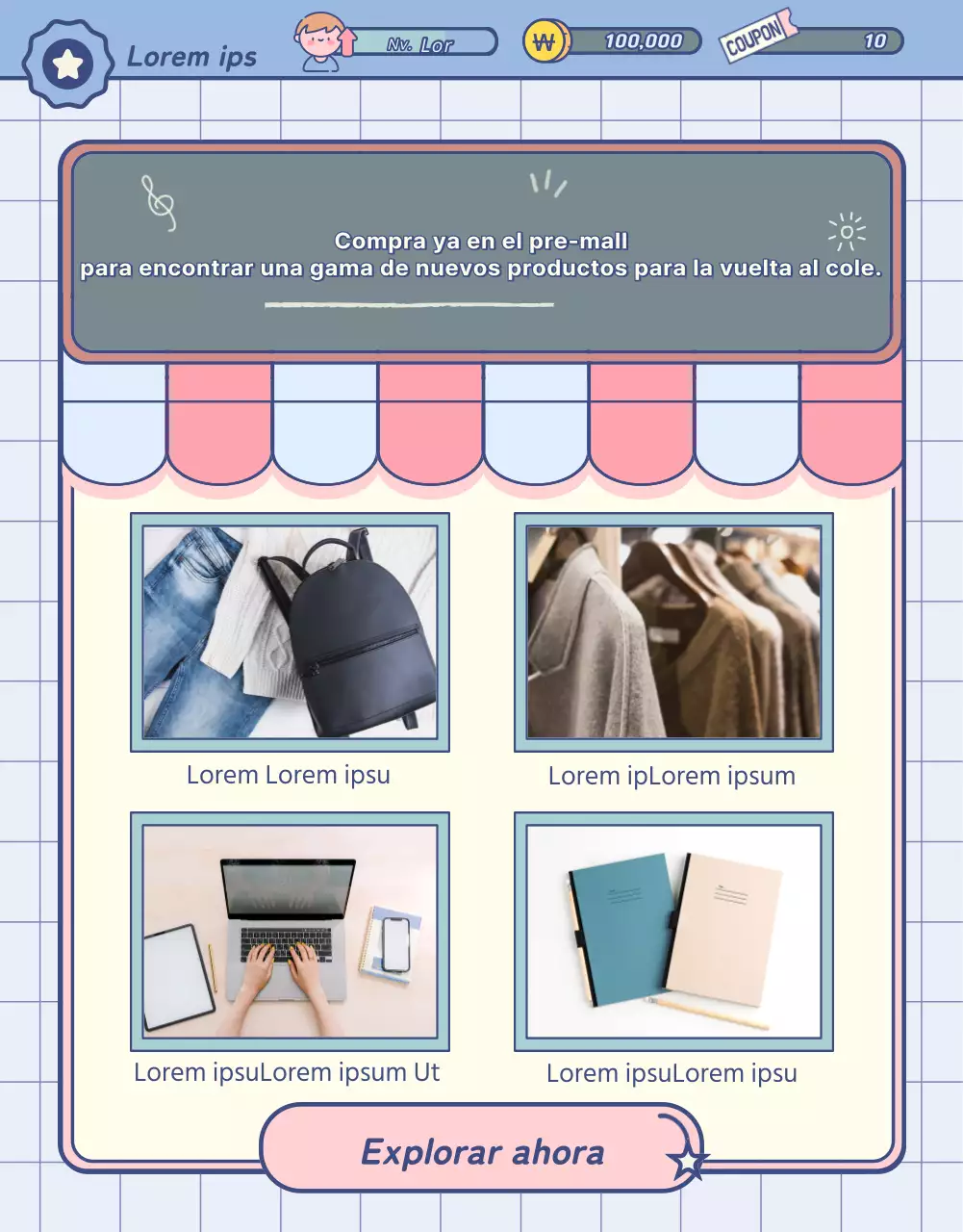 Artículos para la vuelta al cole con elementos de pizarra pastel y pantalla de juego