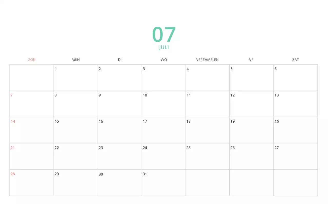 Schattige geïllustreerde groene bureaukalender met familiethema