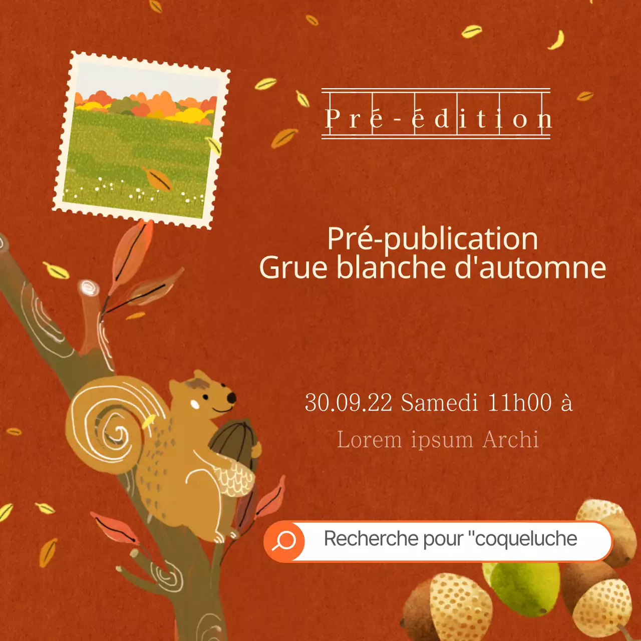 Grues blanches d'automne dans des illustrations à l'aquarelle brune