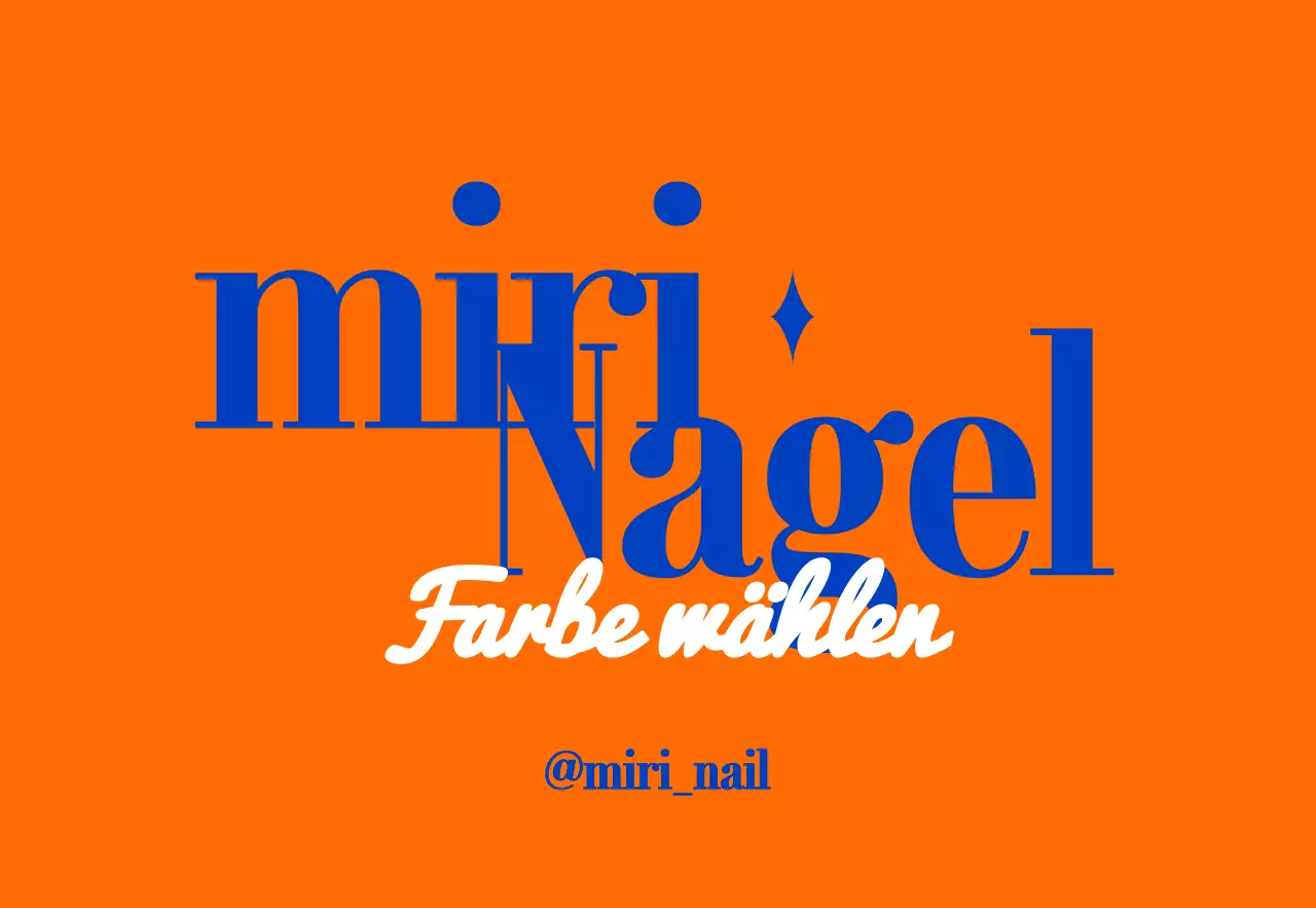 Nette Nail Art Shop Werbung mit blauem und orangem Text