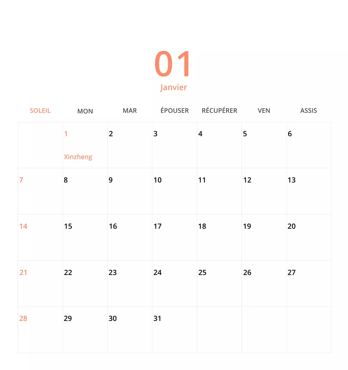 Calendrier de bureau illustré vert sur le thème de la famille