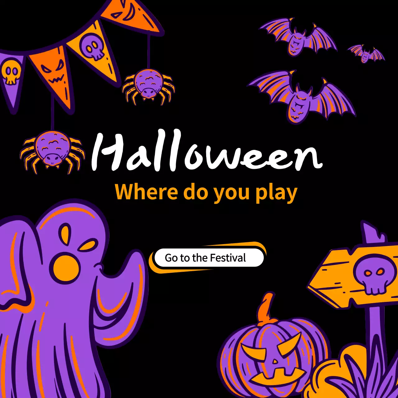 할로윈 나이트 파티 보라색 일러스트 컨셉