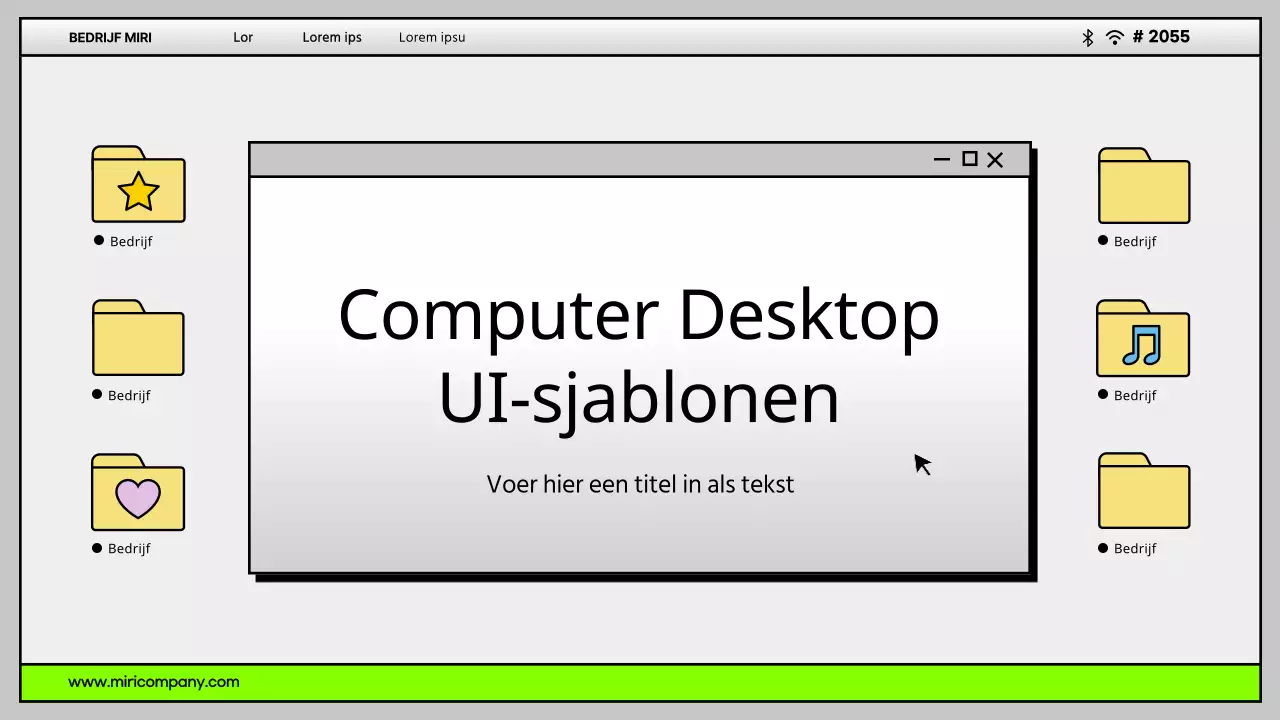 Eenvoudige computer desktop UI in grijs en chartreuse Bedrijfsprofiel