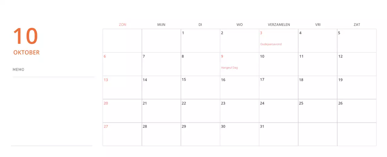 Schattige geïllustreerde groene bureaukalender met familiethema