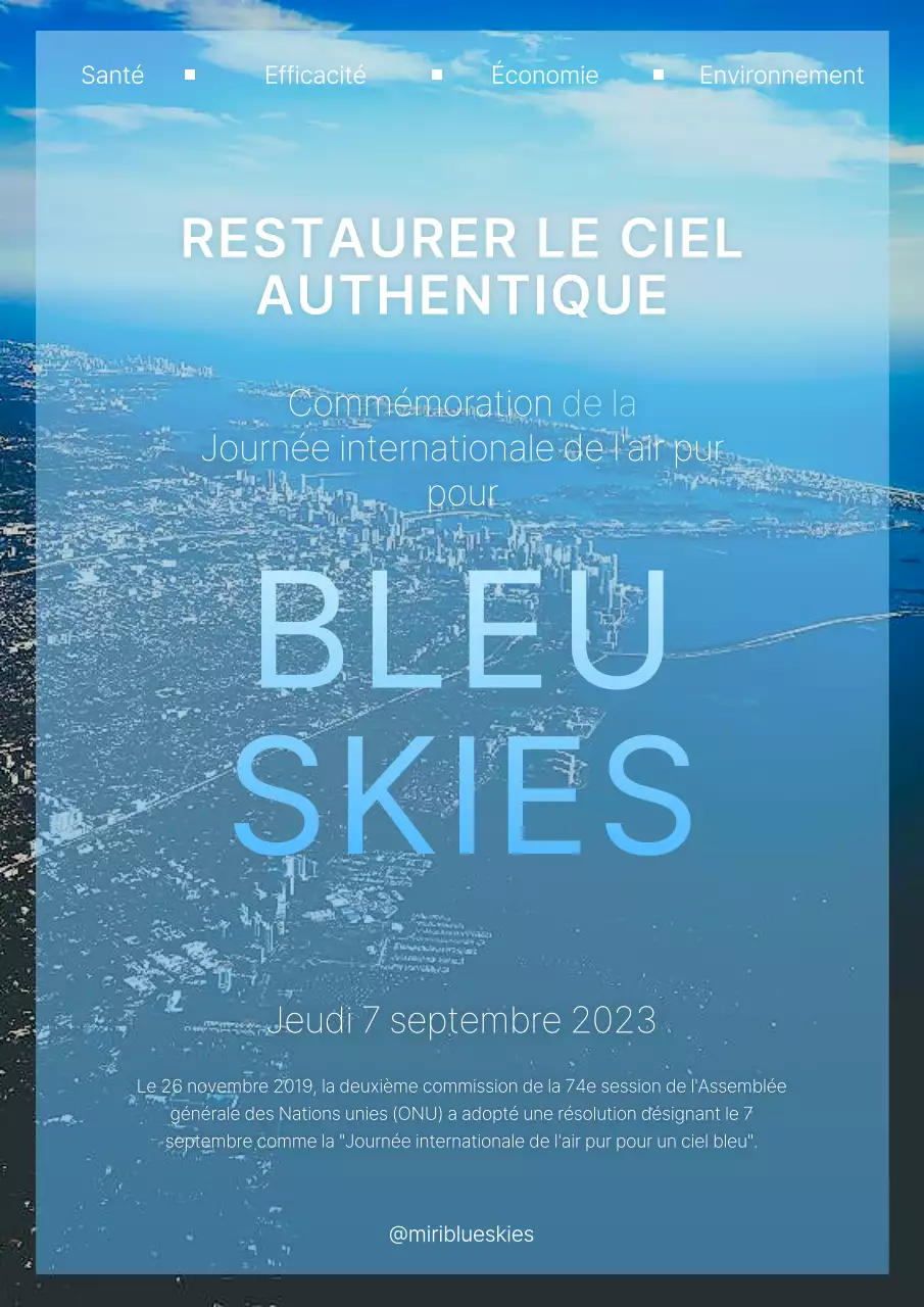 Annonce d'un événement sur fond de photo d'horizon moderne bleu